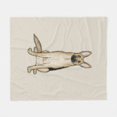 かわいいライトタンと黒いドイツの羊飼い犬 フリースブランケット (正面(横))