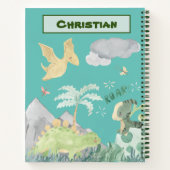 かわいいライトターコイズウォーターカラー恐竜 ノートブック (裏面)