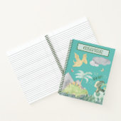 かわいいライトティール(緑がかった色)水彩恐竜 ノートブック (内部)