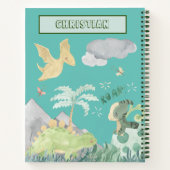 かわいいライトティール(緑がかった色)水彩恐竜 ノートブック (裏面)