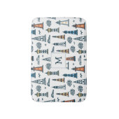 かわいいライトハウスシームレスパタモノグラムのーン バスマット (正面縦)