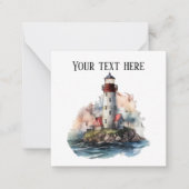 かわいいライトハウス愛好家の名前を追加ビーチ ノートカード (正面)