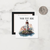 かわいいライトハウス愛好家の名前を追加ビーチ ノートカード (正面/裏面インサイチュ)