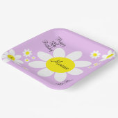 かわいいライトパープルとホワイトフローラ5誕生日 ペーパープレート (傾斜あり)