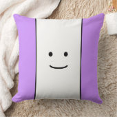 かわいいライトパープルホワイトストライプスマイル顔 クッション (ブランケット)
