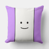 かわいいライトパープルホワイトストライプスマイル顔 クッション (正面)