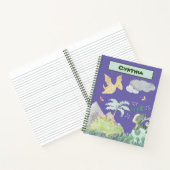 かわいいライトパープル水彩恐竜 ノートブック (内部)