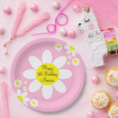かわいいライトピンクと白フローラ5誕生日 ペーパープレート (パーティー)
