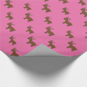 かわいいライトピンクのトナカイのパターン ラッピングペーパー (角)