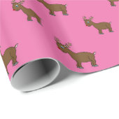 かわいいライトピンクのトナカイのパターン ラッピングペーパー (ロールコーナー)