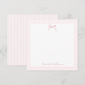 かわいいライトピンクの蝶ネクタイとストライプの枠 ノートカード (正面/裏面)