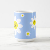 かわいいライトブルーとホワイトフローラカスタムイニシャル コーヒーマグカップ (中央)