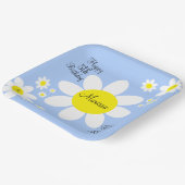 かわいいライトブルーと白フローラ5誕生日 ペーパープレート (傾斜あり)