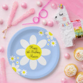 かわいいライトブルーと白フローラ5誕生日 ペーパープレート (パーティー)