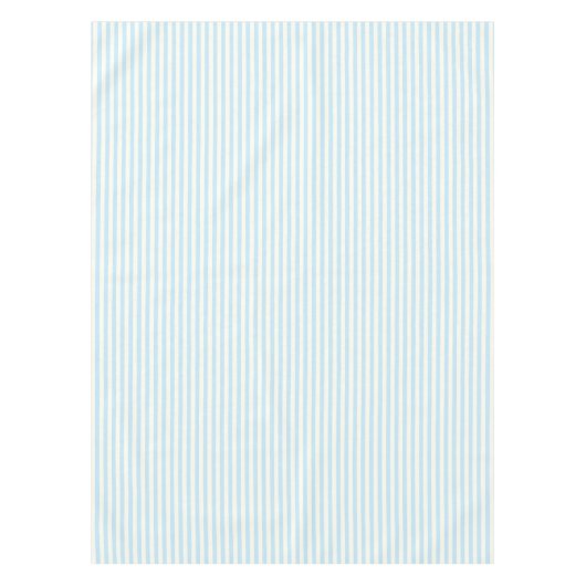 かわいいライトブルーのアイボリーストライプのパターエレガントン テーブルクロス (正面)