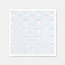 かわいいライトブルーのウサギのおもしろいパターモダンン スタンダードカクテルナプキン