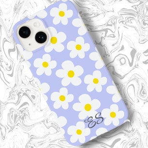 かわいいライトブルーのレトロデイジーオンガーリーフローラ Case-Mate iPhone 14ケース