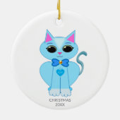 かわいいライトブルーの猫&文字 セラミックオーナメント (裏面)