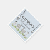 かわいいライトブルーサファリ動物の男の子の赤ちゃんシャワー スタンダードカクテルナプキン (角)