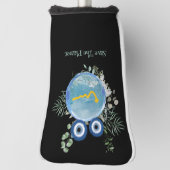 かわいいライトブルー Save The Planet コレクション ゴルフヘッドカバー (回転90)