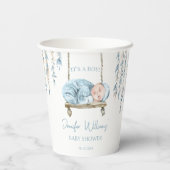 かわいいライトブルーboho男の赤ちゃんシャワー紙カップ 紙コップ (裏面)