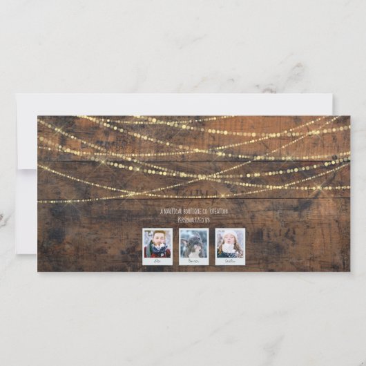 かわいいライトンアップクリスマスホリデー3フォトカード (裏面)