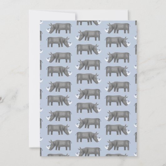 かわいいライノセロス男の子の誕生日パーティーの招待状 招待状 (裏面)