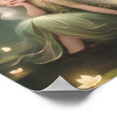 かわいいライパード妖精と花お洒落芸術 ポスター (角)