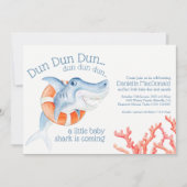 かわいいライフセーバーシャーク水の色ベビーシャワー 招待状 (正面)