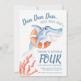 かわいいライフセーバーベビーサメ水彩誕生日 招待状