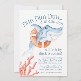 かわいいライフセーバーベビーサメ水色ベビーシャワー 招待状