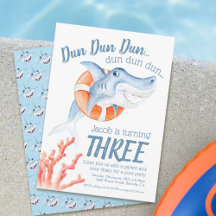 かわいいライフセーバーベビーシャーク3歳の誕生日