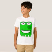 かわいいライムグリーンの漫画モンスター Tシャツ (正面フル)