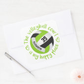 かわいいライムブラックバレーボールコート私の幸せな場所 スクエアシール (封筒)