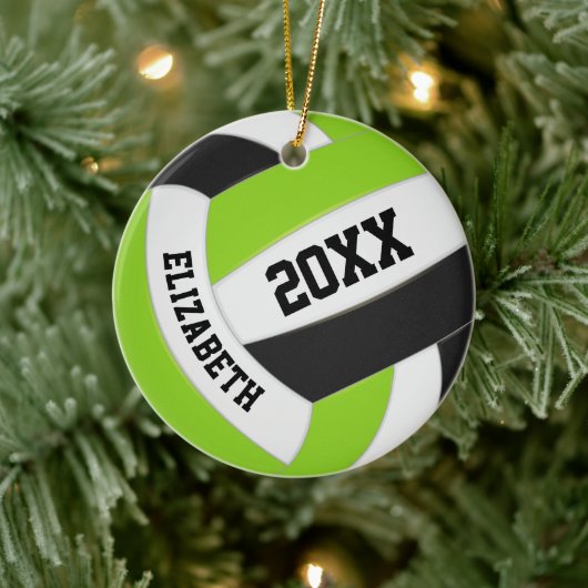 かわいいライム白黒ガーリーバレーボール セラミックオーナメント (ツリー)