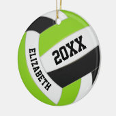 かわいいライム白黒ガーリーバレーボール セラミックオーナメント (左)