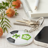 かわいいライム白黒サッカーバッグラベル キーホルダー (正面右)