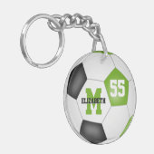 かわいいライム白黒サッカーバッグラベル キーホルダー (正面左)