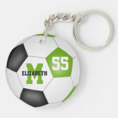 かわいいライム白黒サッカーバッグラベル キーホルダー (裏面)