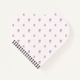 かわいいライラックの小さな花柄ハート型 ノートブック
