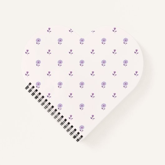 かわいいライラックの小さな花柄ハート型 ノートブック (正面)