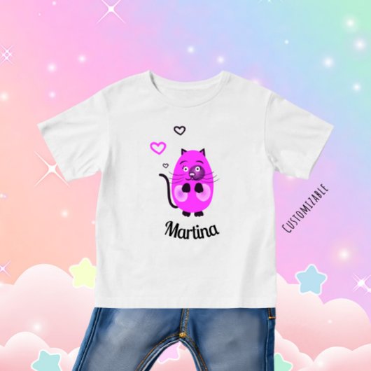かわいいライラックの猫 ベビーTシャツ