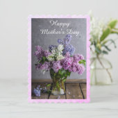 かわいいライラックの花束の母の日カード カード (スタンド正面)
