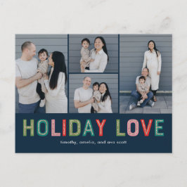 かわいいラインが編集可能なカラー ホリデー カード ポストカード