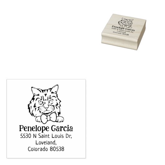 かわいいラガムフフィンキャット差出人住所 ラバースタンプ (押印)