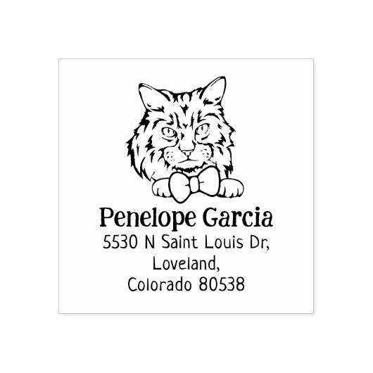 かわいいラガムフフィンキャット差出人住所 ラバースタンプ (インプリント)