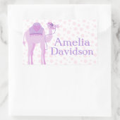 かわいいラクダのエクスリブリスの名前紫色IDのラベルのステッカー 長方形シール (バッグ)