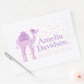 かわいいラクダのエクスリブリスの名前紫色IDのラベルのステッカー 長方形シール (封筒)