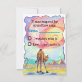 かわいいラクダのパーティーの中心RSVPカード 出欠カード (裏面)