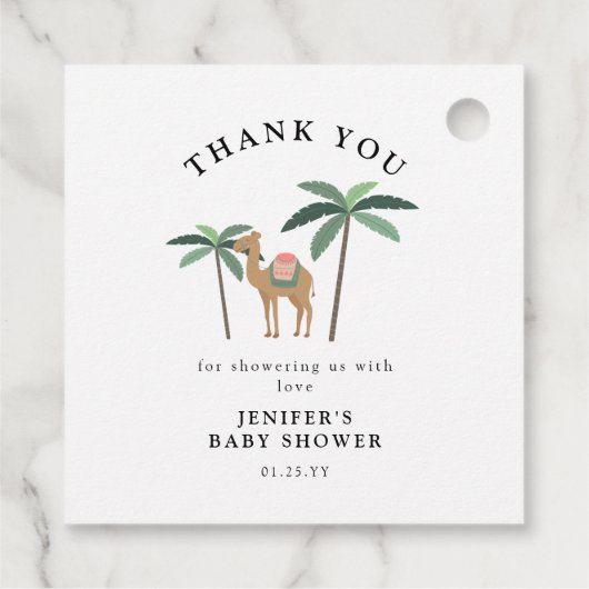 かわいいラクダ赤ちゃんシャワーありがとうメッセージカード フェイバータグ (裏面)